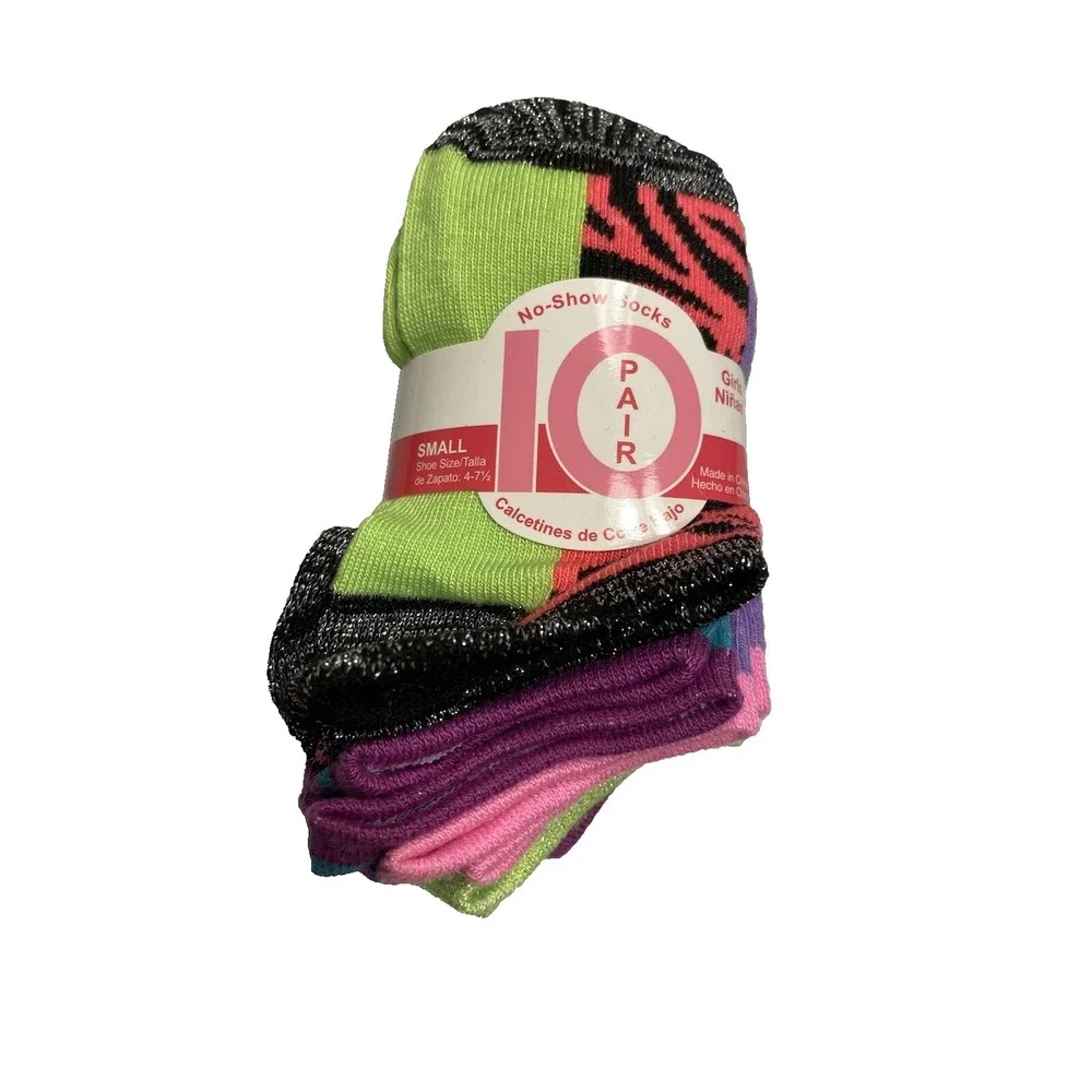 girls no show ankle socks 10 pairs size small shoe 4 -‎ 7.5